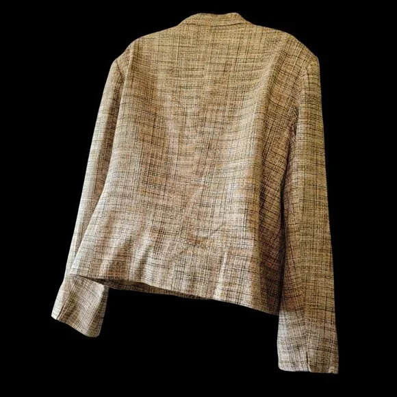 Vintage Silk Womens Tweed Blazer Jacket With Button Front & Pockets Size 16 - Picture 5 of 11